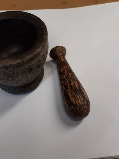 Pestle and mortar palm wood