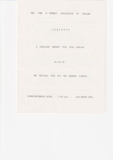 John F. Kennedy Association Of Ireland 1965 Film Show Profile Of Courage Book 42 Pages