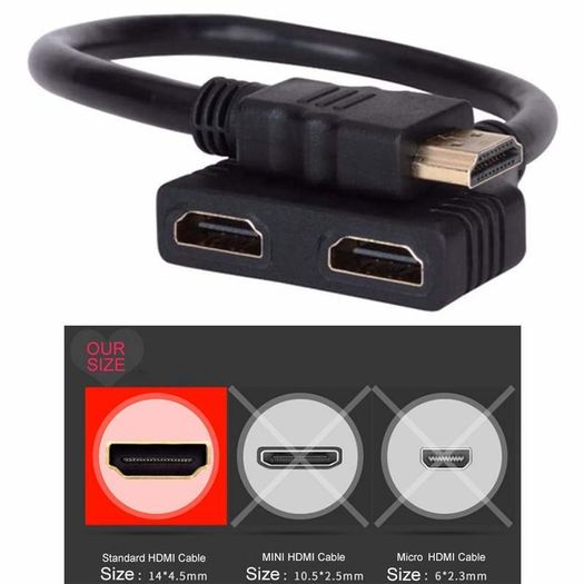 HDMI 4K@60Hz (Male) to 2xHDMI (Female) Splitter Extension Gold Plated Cable Adapter (Brand New/Warranty)