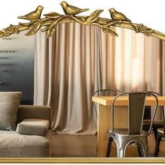 Antique Gold Baroque Mirror 64X48Hcm - Vintage Cast Iron Frame with Hand-Carved Resin Florals, Shatterproof Wall Mirror for Bathroom, Living Room & Bedroom