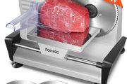 Meat Slicer with 2-19cm Blade, Electric Bread Slicer Machine for Home Use 200W, FOHERE Deli Food Cutter, 0-15mm Adjustable Thickness for Cheese, Bread, Include Safety Food Pusher