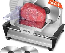 Meat Slicer with 2-19cm Blade, Electric Bread Slicer Machine for Home Use 200W, FOHERE Deli Food Cutter, 0-15mm Adjustable Thickness for Cheese, Bread, Include Safety Food Pusher