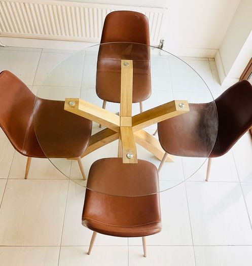 Modern Round Glass Dining Table