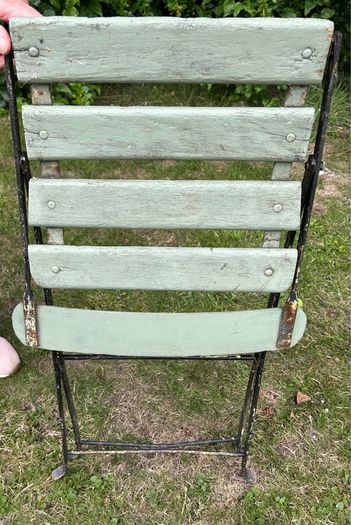 Pair of 1930s Vintage Green Folding Garden Chairs