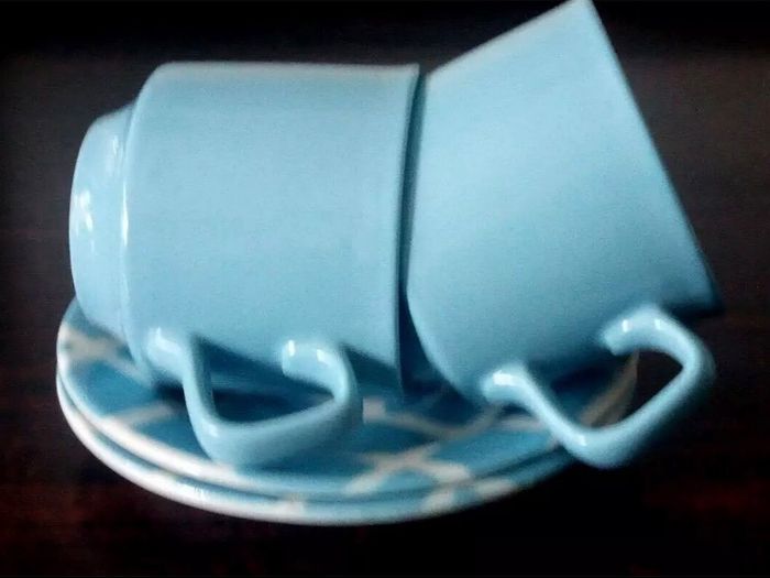 John Tams Vintage 1960's Cups, Checked Saucers and Side Plates ( 6 pieces altogether)