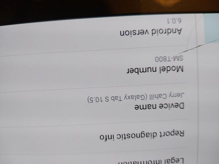 Samsung Galaxy Tab S, 10.5 inch, Model SM-T800, screen has a slight crack or 2 but touchscreen works fine