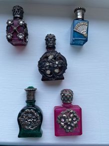 Vintage Silver Plated Decorated Miniature Glass Bottles (20euro each)
