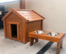 Solid wooden outdoor dog house