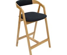 Nordic Oak Lounge Bar Stool with Upholstered Seat