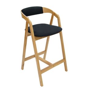 Nordic Oak Lounge Bar Stool with Upholstered Seat