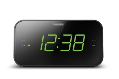 Philips FM Digital Alarm Clock Radio LED Speakers Dual Alarm - Used