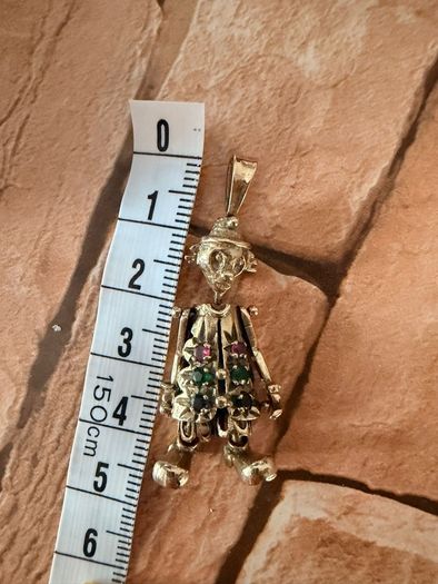 Vintage gold clown pendant