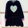 Billieblush navy velour dress with sequin heart Image 2