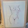 framed nude watercolour drawing signed Image 8
