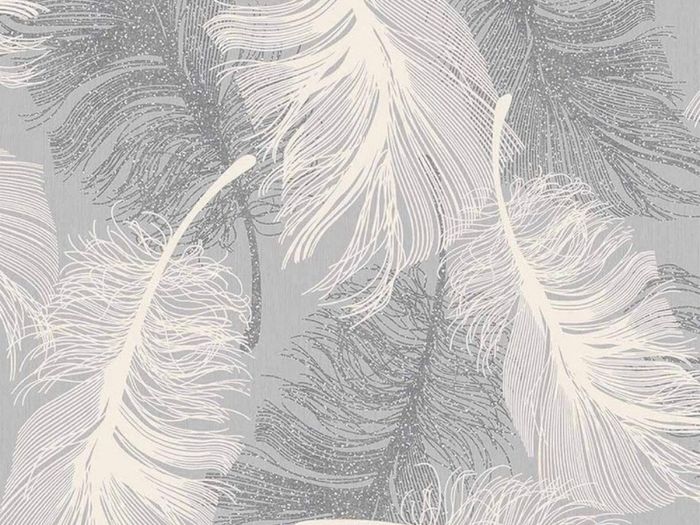 Feather Blown Vinyl Wallpaper in Grey & White M0923 Full Roll (FREE POSTAGE)
