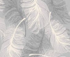 Feather Blown Vinyl Wallpaper in Grey & White M0923 Full Roll (FREE POSTAGE)