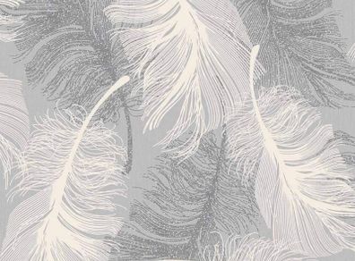 Feather Blown Vinyl Wallpaper in Grey & White M0923 Full Roll (FREE POSTAGE)