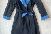 Max Mara City Italian Reversible Wrap Trench Coat Navy Cornflower