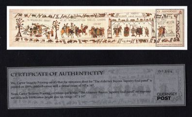 2014 Alderney Final Panel of the Bayeux Tapestry with Certificate of Authenticity Commemorative Stamp Miniature Sheet Mint Never Hinged (MNH)