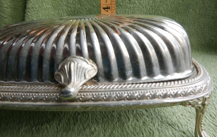Vintage Roll Top Silver Plated Butter Dish With Glass Insert Vintage