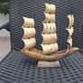 Vintage handmade Bull horn model Sailing Boat Image 10