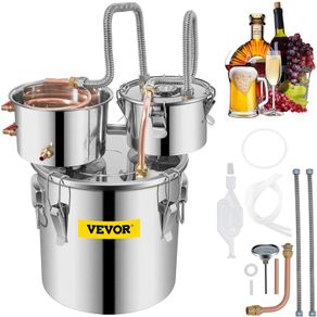 Still Distiller 3Gal 12L Stainless Steel Water Distiller Copper Tube with Circulating Pump Home Brewing Kit Build-in Thermometer for DIY Whisky Wine Brandy Spirits