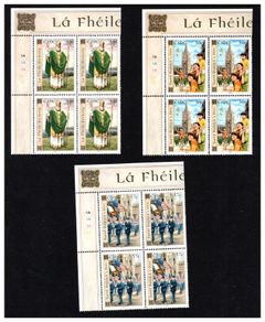 2003 Ireland St Patrick's Day (41c St. Patrick, 50c Cathedral & 57c Parade) Commemorative Stamps Plate Blocks 1A1A1A1A Mint Never Hinged (MNH)