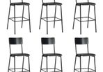 Bar Chairs 6 pcs Black Solid Plywood Steel