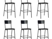 Bar Chairs 6 pcs Black Solid Plywood Steel