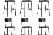 Bar Chairs 6 pcs Black Solid Plywood Steel