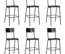 Bar Chairs 6 pcs Black Solid Plywood Steel