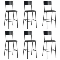 Bar Chairs 6 pcs Black Solid Plywood Steel