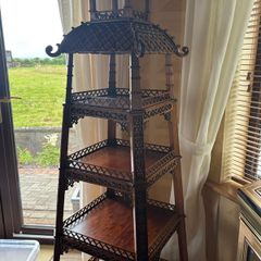 Antique Style Mahogany Pagoda Etagere / Whatnot Display Stand