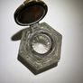 Antique glass inkwell - brass lid Image 3