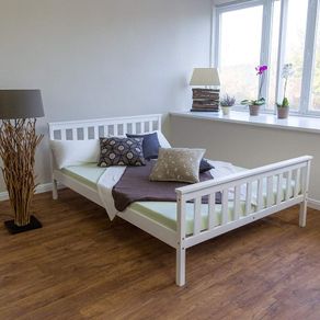 Solid wood double bed pine 140x200 white bed frame - FREE DELIVERY NATIONWIDE