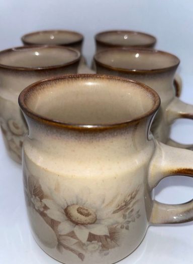 1980s Denby Pottery Mugs set of 5