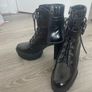 Black platform high-heel lace up boots Image 3