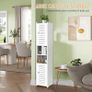 Tall Bathroom Storage Cabinet, Floor Free Standing Display Cabinet, Slim Storage Furniture Organizer Unit for Office Living Room Kitchen Entryway Toilet Paper, White Image 4