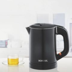 Borosil Cool Touch Stainless Steel Kettle - 600ml, Black