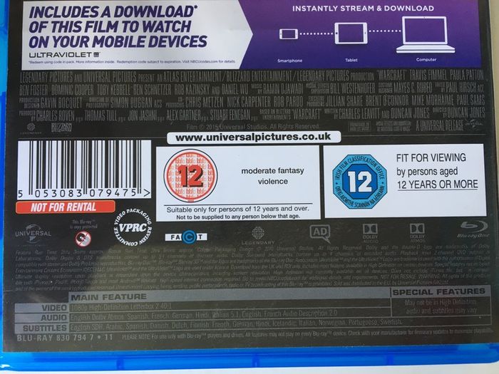 Warcraft [2016] Travis Fimmel, Paula Patton, Ben Foster [Blu-ray Movie]