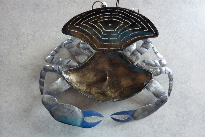 Blue Metal Mosquito Coil Holder Crab