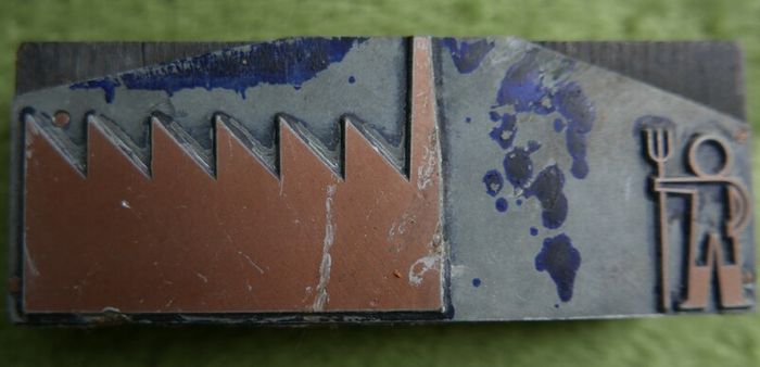 Vintage  Printing Plate on Wood Block Photo Negative
