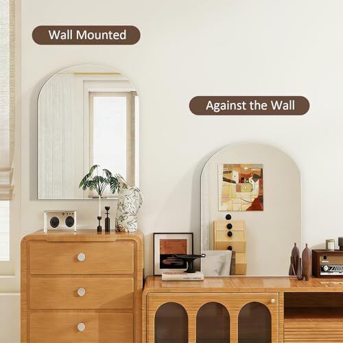 Arch Bathroom Mirror 45x60cm Frameless Wall Mirror, Modern HD Glass Decorative Arched Wall Mirrors for Bathroom Hallway Living Room Bedroom Walls