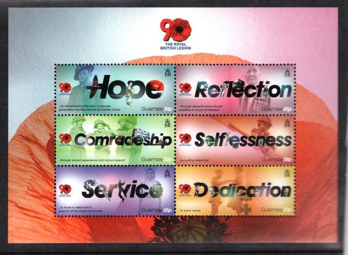 2011 Guernsey 90th Anniversary of the Royal British Legion Commemorative Stamp Miniature Sheet Mint Never Hinged (MNH)