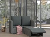 2 Piece Garden Lounge Set with Cushions Poly Rattan Grey