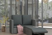 2 Piece Garden Lounge Set with Cushions Poly Rattan Grey