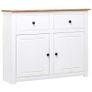 Sideboard White 93x40x80 cm Solid Pinewood Panama Range Image 2