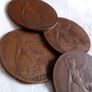 4 x 1919 Pennies. Image 2