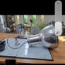 5 large industrial look metal/silver lightshades including bulbs Image 3