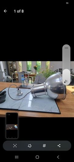 5 large industrial look metal/silver lightshades including bulbs